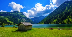 In der Sprache Deutsch wird empfohlen, das 'alt'-Attribut folgendermaßen zu verfassen: 

Blick auf den Vilsalpsee im Tannheimer Tal, umgeben von den Tannheimer Bergen der Allgäuer Alpen in Tirol, Österreich. Eine malerische Landschaft mit einem klaren See, grünen Wiesen und majestätischen Bergen im Hintergrund.