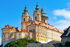 Stift Melk in der Wachau, Österreich. Benediktinerabtei und UNESCO-Welterbe an der Donau.